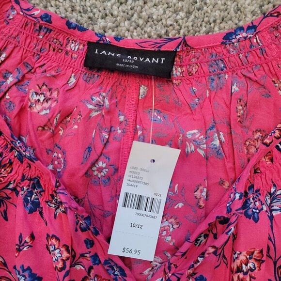 Lane Bryant Pink Flowered Blouse 10-12, New with Tags - Picture 3 of 9
